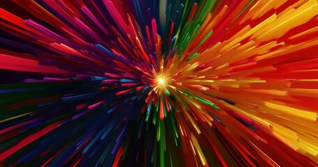 Dynamic Laser Beams in Blue and Red Radiating in Explosion Abstract Art