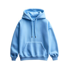 Cozy Fleece Hoodie in Sky Blue Isolated on Transparent Background