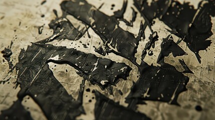 A stencil-inspired text mockup with bad ink effect, where the letters appear uneven and ink-drenched.