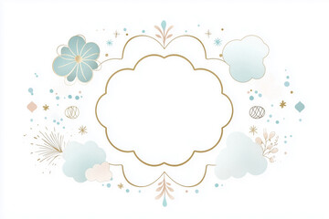 Elegant Floral Frame with Gold and Blue Accents background, Generative AI