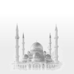 Fototapeta premium white mosque abstract background, copy space for banner