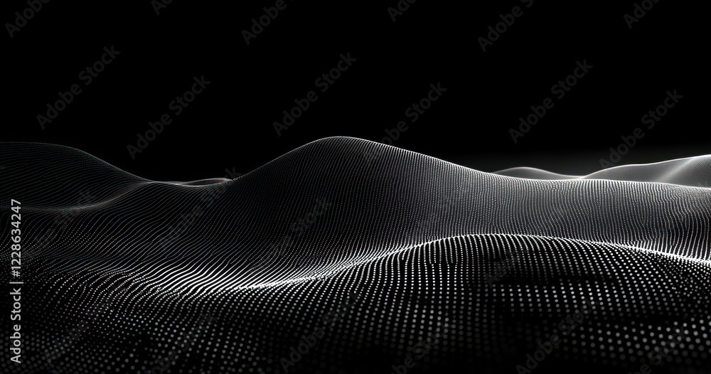 Aufkleber digital wave pattern abstract background technology illustration with glowing particles and fluid mo