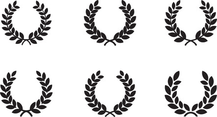 Circular laurel foliate vector icon set on transparent background.