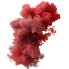 Fototapeta premium Dynamic Red Ink Explosion in Air Creating Smoky Effect, Isolated on Transparent Background