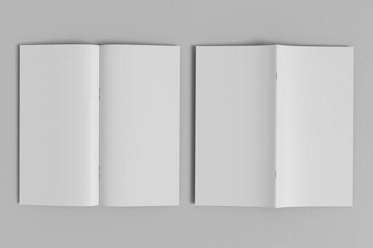 Opened stapled bound booklet mockup