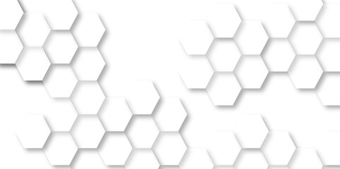 Abstract hexagon white background with shadow .white background Futuristic blue neon honeycombs. Modern technology design. Vector illustration.	
