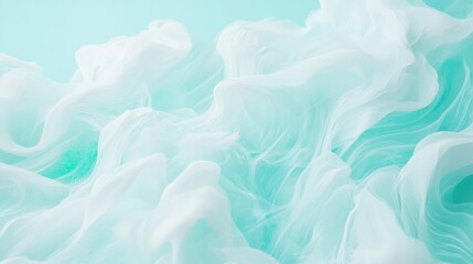 Obraz premium Ethereal Whipped Pastel Turquoise with White Swirls - Cinematic Motion Fluid Art Image