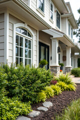 Luxury Home Exterior with Landscaped Garden: Real Estate Photography