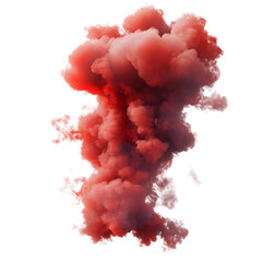 Vibrant Red Smoke Cloud with Soft Texture, Isolated on Transparent Background