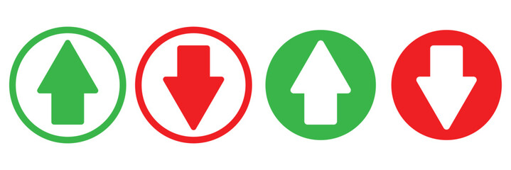 Green Up and Red Down Arrow Icons with Rounded Edges. eps 10.