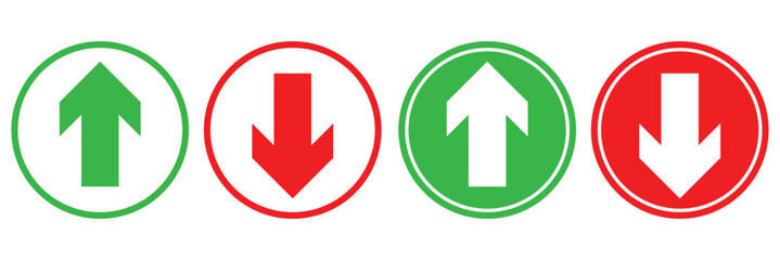 Green Up and Red Down Arrow Icons with Rounded Edges. eps 10.
