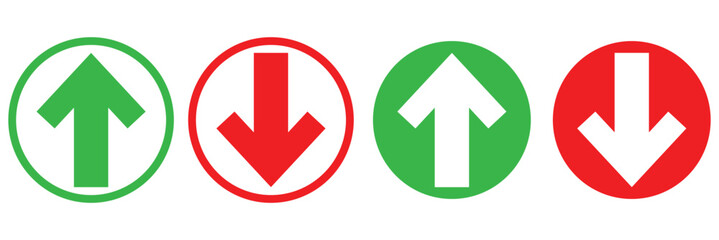 Green Up and Red Down Arrow Icons with Rounded Edges. eps 10.