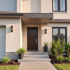 Modern House Exterior: Contemporary Home Design and Architecture. Luxury Real Estate Property with Stunning Facade and Landscaping