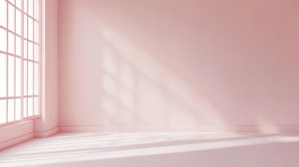 Light Pink Studio Room: Minimalist Backdrop for Showcasing Products in Stock Photos, Creating a Clean and Elegant Display Environment