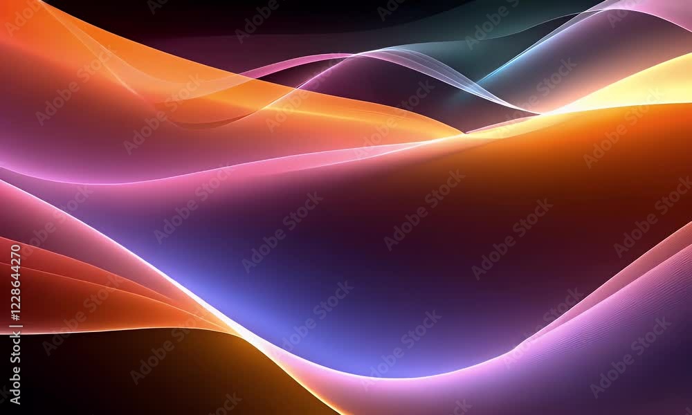 Poster Abstract waves flow dark background, design element