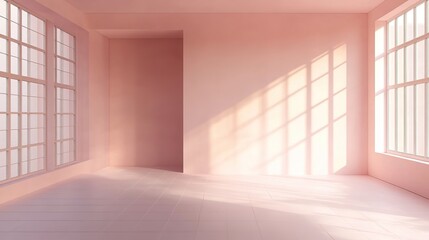Fototapeta premium Light Pink Studio Room: Minimalist Backdrop for Showcasing Products in Stock Photos, Creating a Clean and Elegant Display Environment