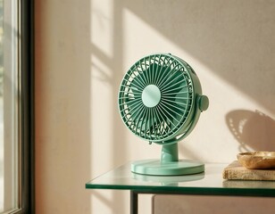 Stylish Mint Green Desk Fan for Home Office Cooling