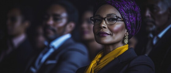 Confident Woman in Headscarf at Business Conference
