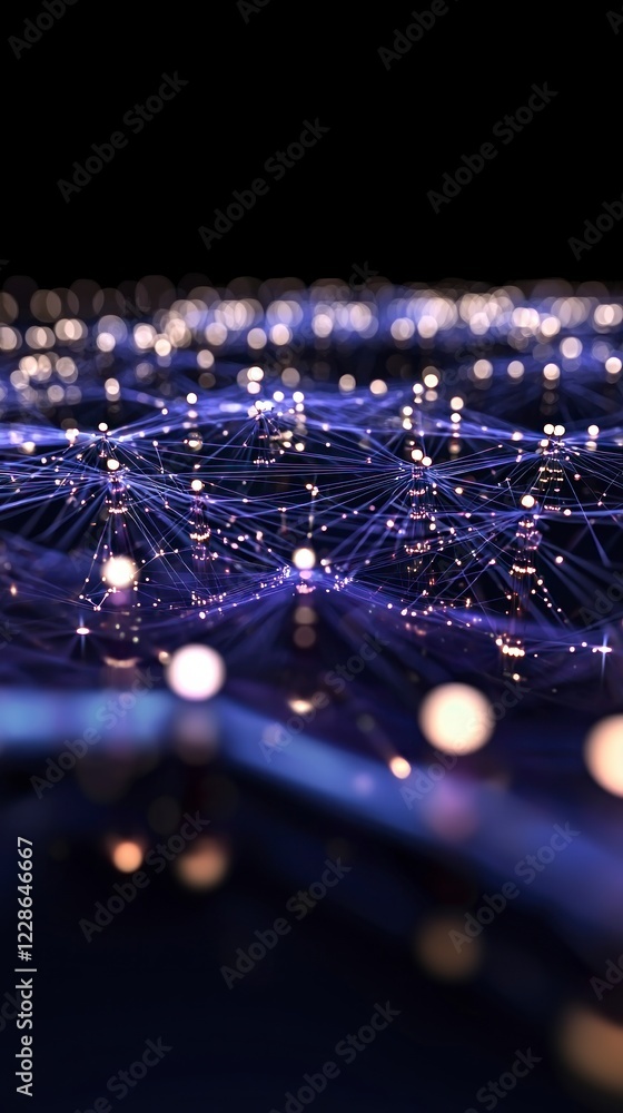 Poster abstract network glowing nodes connections digital data ai technology
