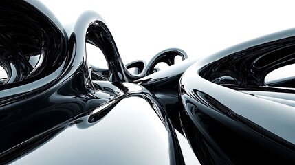 Abstract Black Liquid Metal Swirling Design
