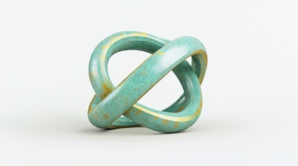 Naklejka premium Abstract Intertwining Loops in Watery Teal and Mustard Splatter Cinematic Image