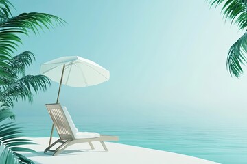 Obraz premium lounge chairs and umbrella on the beach