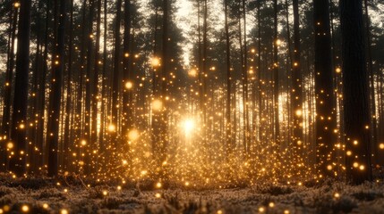 Enchanting Firefly Forest at Golden Hour