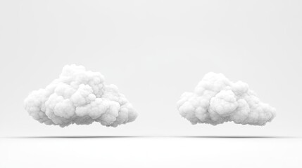 Fluffy White Clouds on White Background Generative AI