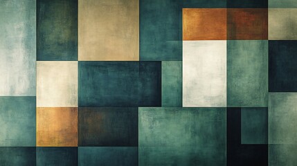 Abstract squares subtly blend earthy tones creating a calming muted palette. AI Generated