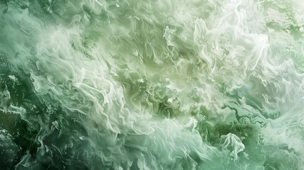 Obraz premium Abstract Green and White Fluid Art with Organic Swirling Textures