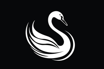swan logo,goose or duck icon design vector in trendy and abstract line outline style