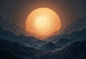 Low Poly Mountains Sunset Scenic Landscape