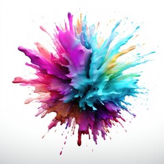 iridescent ink explosion white background