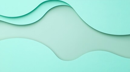 Fototapeta premium Abstract Pastel Green Wavy Paper Layers Design