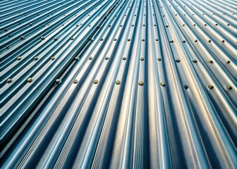 Fototapeta premium Close-up Aerial View Grey Metal Roofing Sheet - Industrial Texture