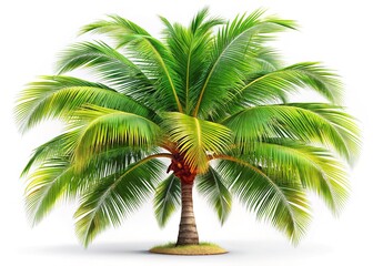 Obraz premium Lush Tropical Coconut Palm Tree Isolated on White Background - Stock Photo