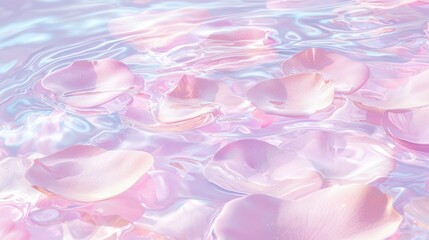 Fototapeta premium Delicate Swirl of Pale Rose Petals Floating on Water Surface