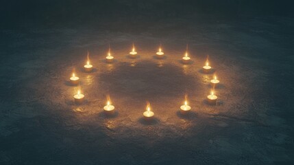 Elegant Circle of Candles on Dark Surfaces for Magical Atmosphere
