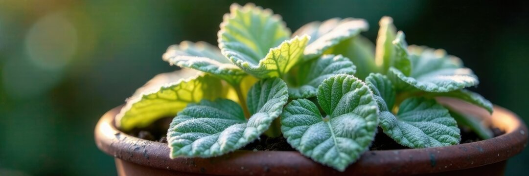 Creamy frost on homalomena leaves and stems in pot, frost, creamy, closeup