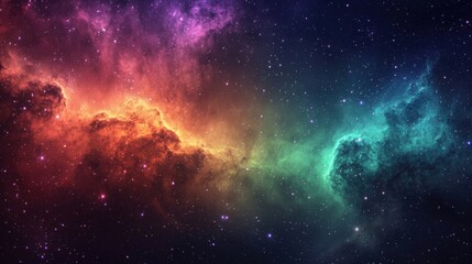 Naklejka premium A colorful galaxy with a rainbow of colors. The stars are scattered throughout the sky, and the colors of the galaxy are vibrant and eye-catching