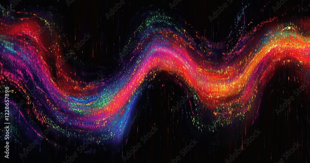 Aufkleber multicolored abstract wave background with neon lines and dramatic light effects for technology and 