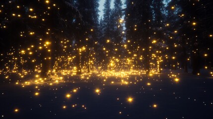 Fototapeta premium Enchanting Winter Forest with Glowing Lights