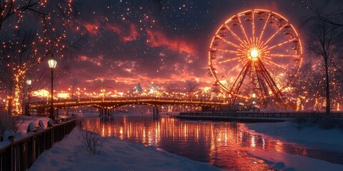 Winter Wonderland: Ferris Wheel by the River