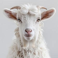 Fototapeta premium Fluffy White Goat Portrait