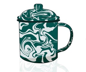 Vintage traditional striped morif enamel cup or blirik cup