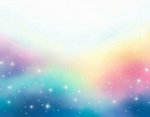 淡い虹色のカラフルな水彩画