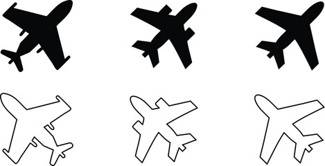 Airplane silhouettes, alternating between black solid shapes and white outlines.