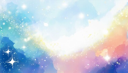Fototapeta premium 淡い虹色のカラフルな水彩画