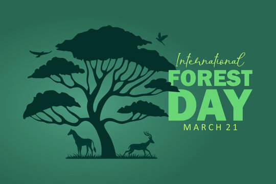 international forest day 21 march vector illustration. animal, bird, tree, green greeting. vector illustration 