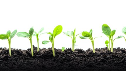 young green seedlings growing in soil
